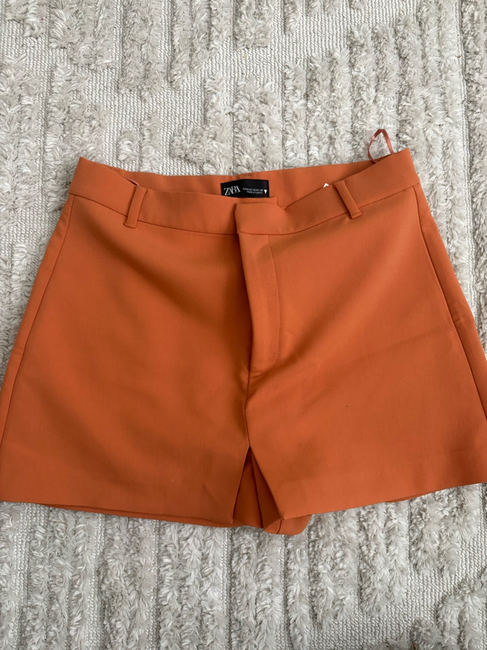 ZARA Burnt Orange High-Rise Tailored Shorts